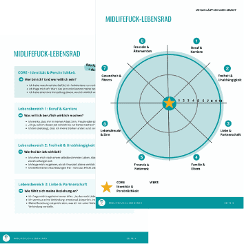 Sticker: Bilanz ziehen in der Lebensmitte — MidlifeFuck-Lebensrad